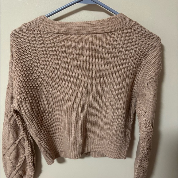 No Boundaries Tan Cable Knit Cardigan - Picture 3 of 3